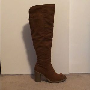 Knee high cognac boots